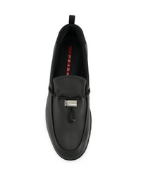 Мужские черные кожаные мокасины от Prada