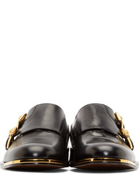 Черные кожаные монки с двумя ремешками от Versace