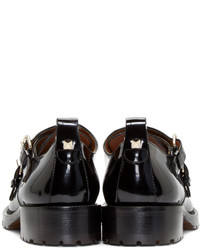 Женские черные кожаные монки с двумя ремешками от Valentino