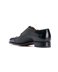 Черные кожаные монки с двумя ремешками от Santoni