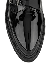 Женские черные кожаные монки с двумя ремешками от Saint Laurent