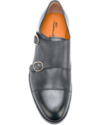 Черные кожаные монки от Santoni