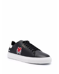 Мужские черные кожаные низкие кеды с вышивкой от Axel Arigato