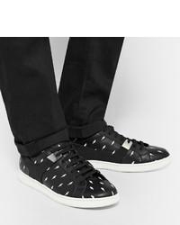 Мужские черные кожаные низкие кеды с вышивкой от Neil Barrett