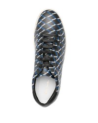 Мужские черные кожаные низкие кеды с принтом от Paul Smith