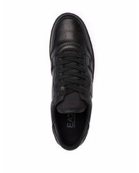 Мужские черные кожаные низкие кеды с принтом от Ea7 Emporio Armani
