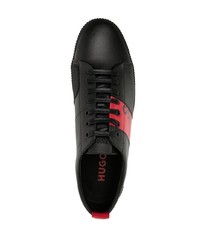 Мужские черные кожаные низкие кеды с принтом от Hugo