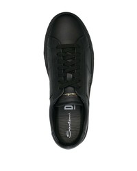 Мужские черные кожаные низкие кеды с принтом от Santoni