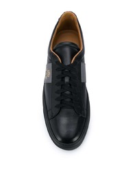 Мужские черные кожаные низкие кеды с принтом от Billionaire