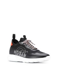 Мужские черные кожаные низкие кеды с принтом от Hogan