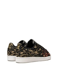 Мужские черные кожаные низкие кеды с принтом от adidas