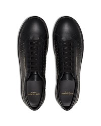 Мужские черные кожаные низкие кеды с украшением от Saint Laurent
