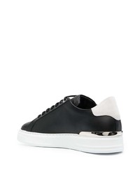 Мужские черные кожаные низкие кеды с украшением от Billionaire