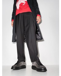 Мужские черные кожаные низкие кеды с украшением от Alexander McQueen