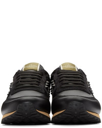 Мужские черные кожаные низкие кеды с шипами от Valentino