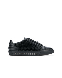 Мужские черные кожаные низкие кеды с шипами от Philipp Plein