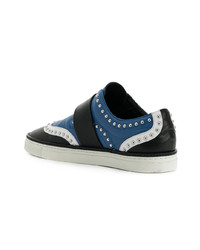 Мужские черные кожаные низкие кеды с шипами от DSQUARED2