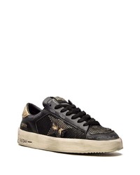 Мужские черные кожаные низкие кеды со звездами от Golden Goose