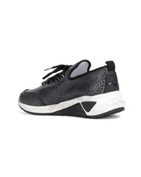 Мужские черные кожаные низкие кеды со змеиным рисунком от Diesel