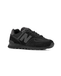 Мужские черные кожаные низкие кеды от New Balance
