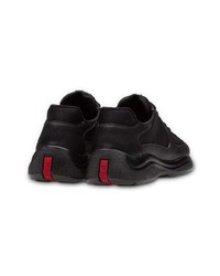 Женские черные кожаные низкие кеды от Prada