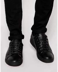 Мужские черные кожаные низкие кеды от Asos