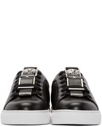 Мужские черные кожаные низкие кеды от Versus