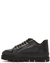 Женские черные кожаные низкие кеды от MM6 MAISON MARGIELA