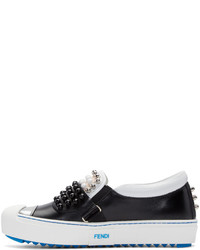 Женские черные кожаные низкие кеды от Fendi