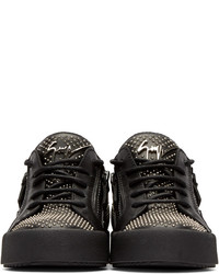 Женские черные кожаные низкие кеды от Giuseppe Zanotti