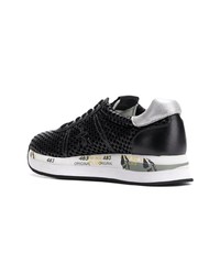 Женские черные кожаные низкие кеды от Premiata