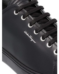Мужские черные кожаные низкие кеды от Salvatore Ferragamo