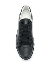 Женские черные кожаные низкие кеды от Prada