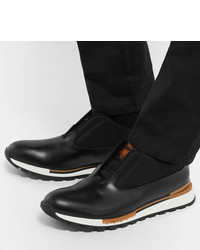 Мужские черные кожаные низкие кеды от Berluti