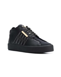 Мужские черные кожаные низкие кеды от Giuseppe Zanotti Design