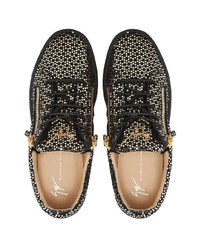 Мужские черные кожаные низкие кеды от Giuseppe Zanotti