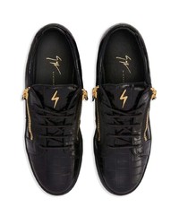Мужские черные кожаные низкие кеды от Giuseppe Zanotti