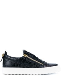 Мужские черные кожаные низкие кеды от Giuseppe Zanotti Design