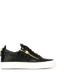 Мужские черные кожаные низкие кеды от Giuseppe Zanotti Design