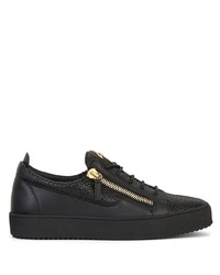 Мужские черные кожаные низкие кеды от Giuseppe Zanotti