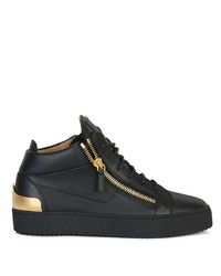 Мужские черные кожаные низкие кеды от Giuseppe Zanotti