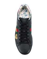 Женские черные кожаные низкие кеды от Gucci