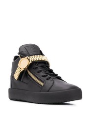 Мужские черные кожаные низкие кеды от Giuseppe Zanotti