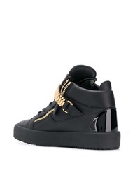 Мужские черные кожаные низкие кеды от Giuseppe Zanotti