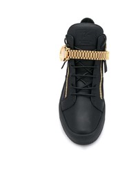 Мужские черные кожаные низкие кеды от Giuseppe Zanotti