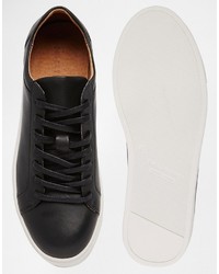 Мужские черные кожаные низкие кеды от Selected