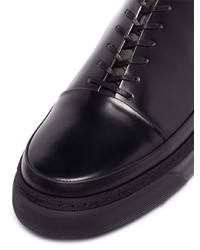 Мужские черные кожаные низкие кеды от Auxiliary