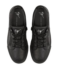 Мужские черные кожаные низкие кеды от Giuseppe Zanotti