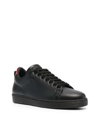 Мужские черные кожаные низкие кеды от Kiton