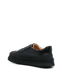 Мужские черные кожаные низкие кеды от Jil Sander